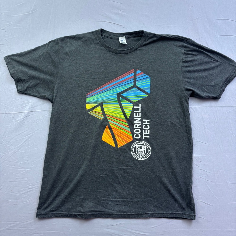 Cornell Tech University T-Shirt Mens Large Charcoal Gray Graphic Tee TJC
